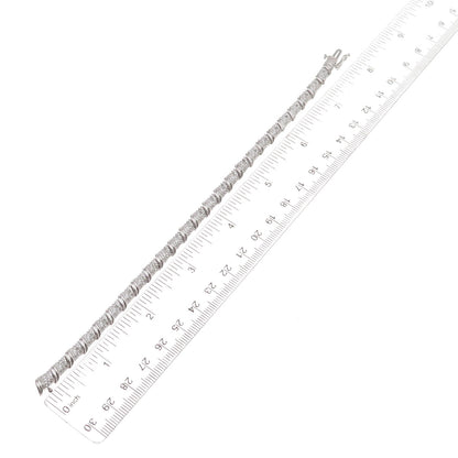 Sun 925 Sterling Silver Real Round-Cut Diamond Bracelet 7.75"