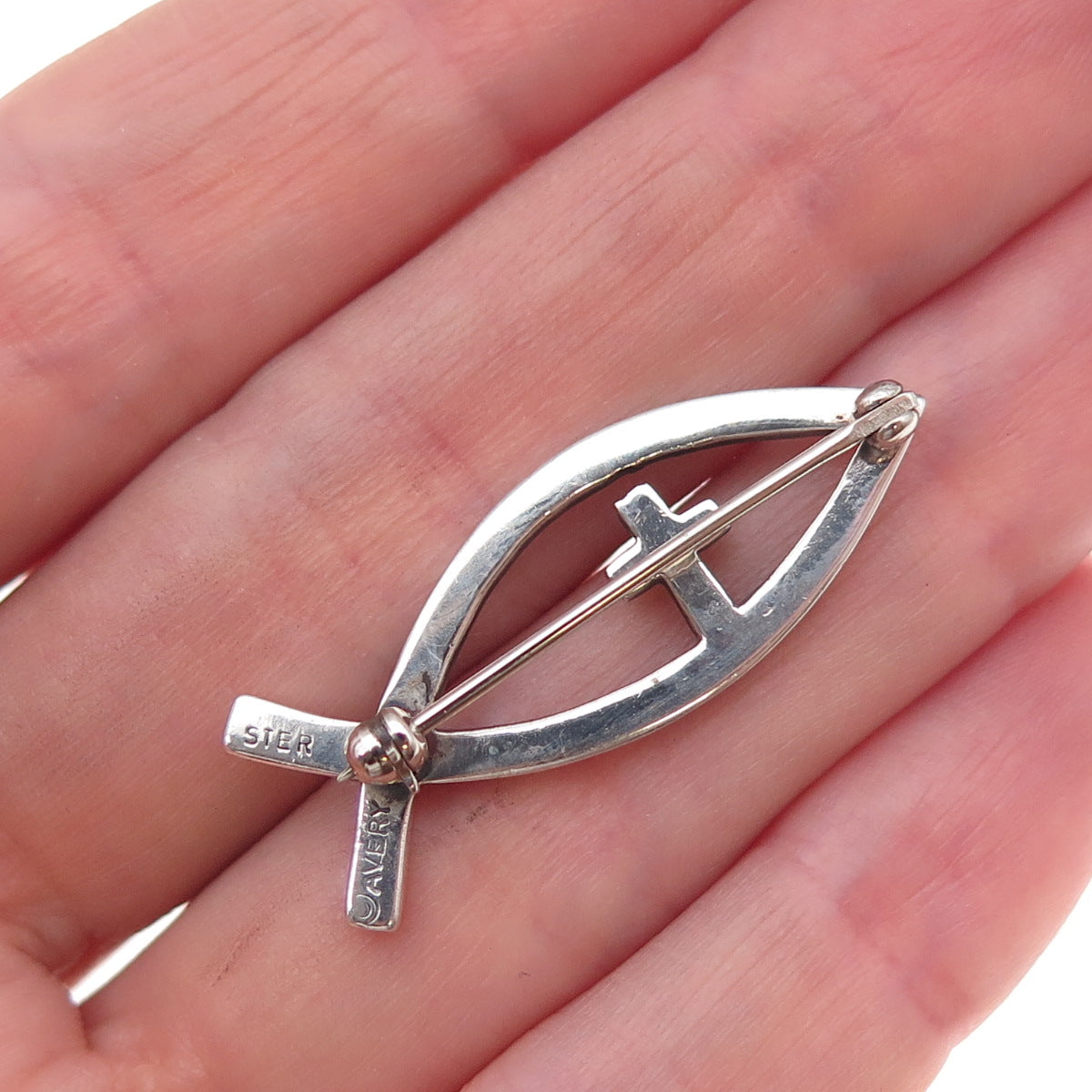 James Avery 925 Sterling Silver Vintage Cross Ichthus Pin Brooch