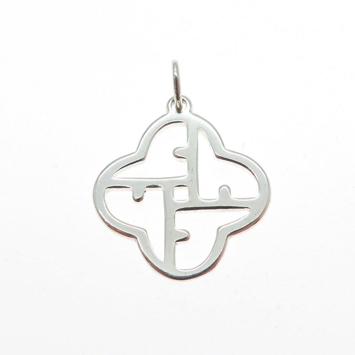 925 Sterling Silver Vintage Clover Letter F Alphabet Minimalist Charm Pendant
