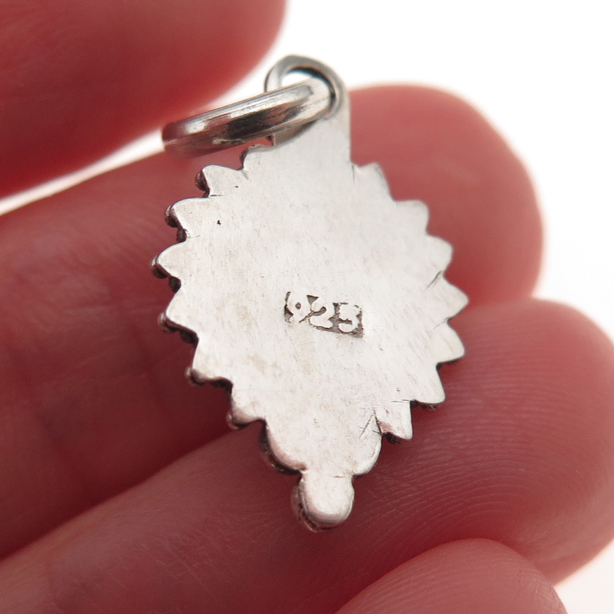 925 Sterling Silver Vintage Real Carnelian Oxidized Charm Pendant
