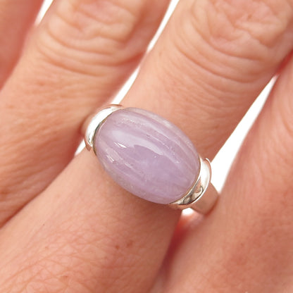 CNA Pranda 925 Sterling Silver Vintage Real Lavender Jade Modernist Ring Size 8