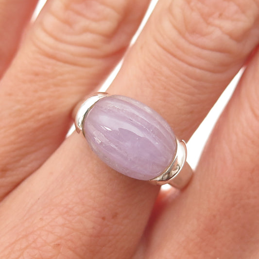 CNA Pranda 925 Sterling Silver Vintage Real Lavender Jade Modernist Ring Size 8
