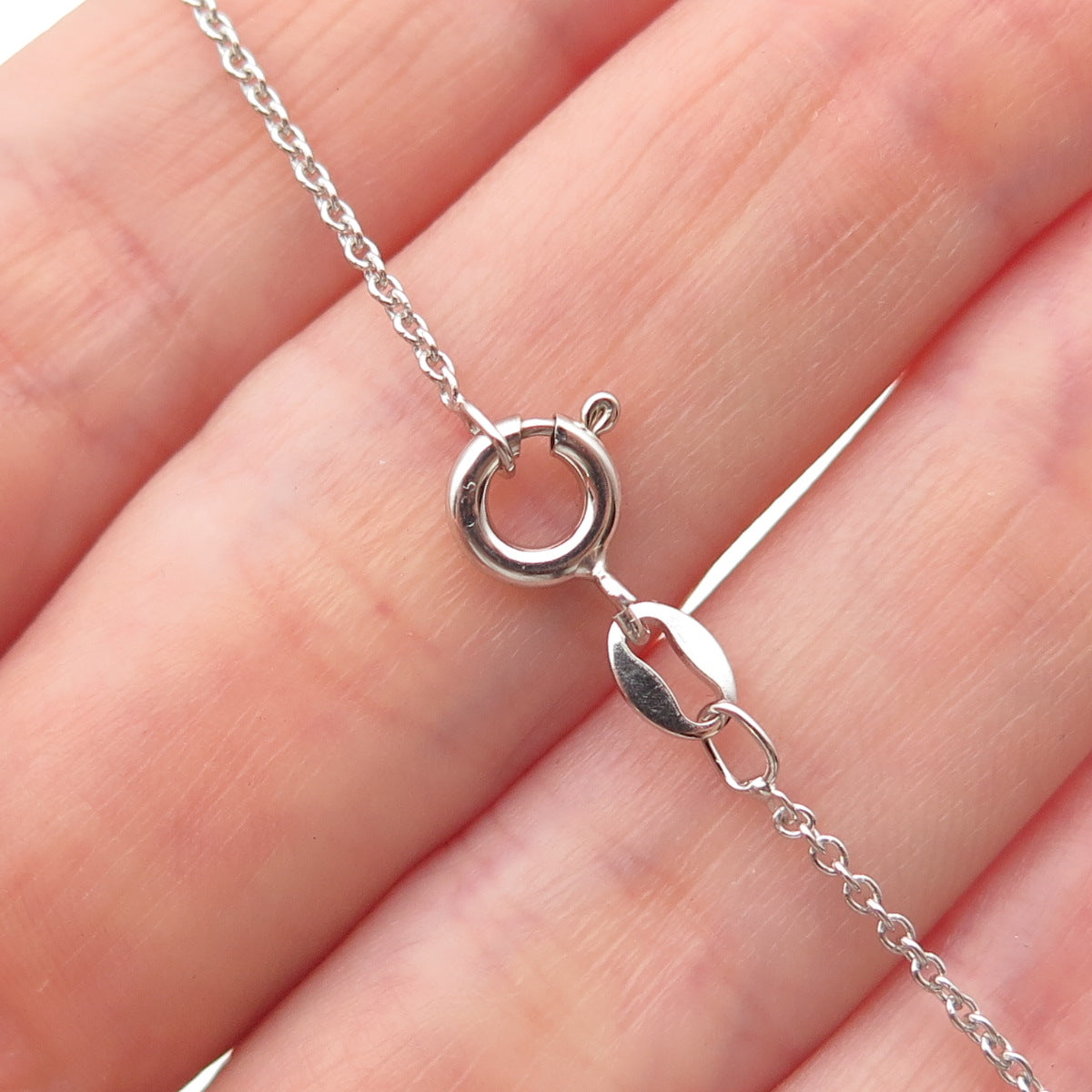 925 Sterling Silver Real Round-Cut Diamond Heart Cable Chain Necklace 18"