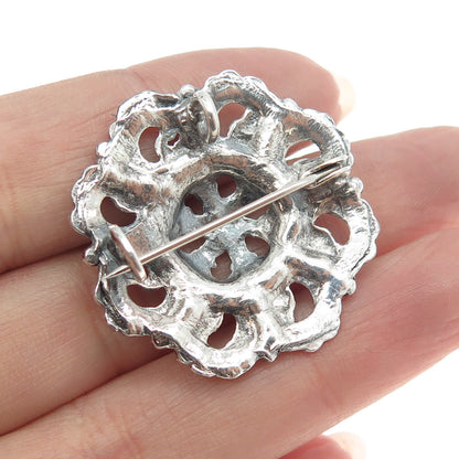 925 Sterling Silver Antique Victorian Ornate Pin Brooch / Pendant