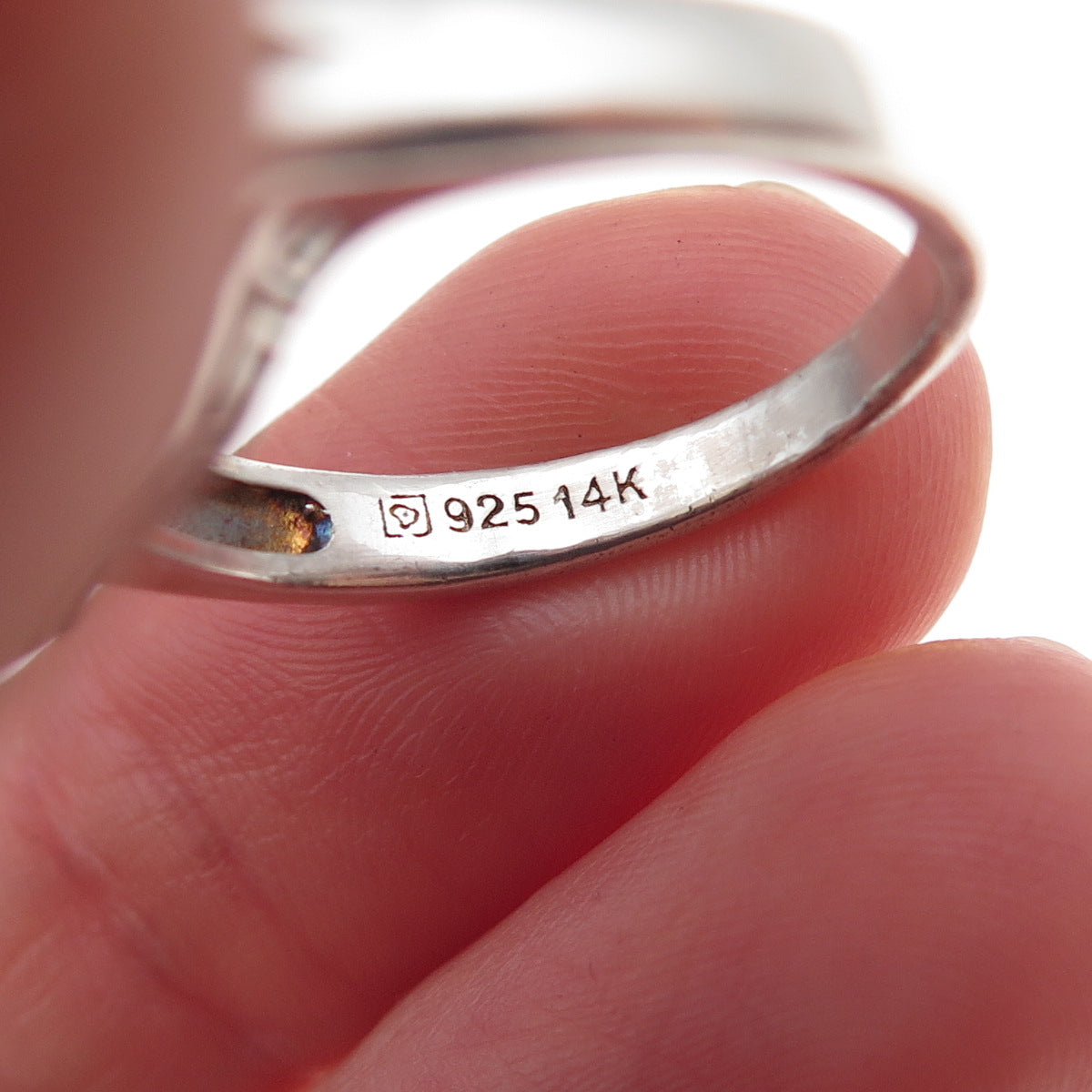 Michelle Albala 925 Sterling 14K Gold Vintage Real Diamond & Citrine Ring Size 8