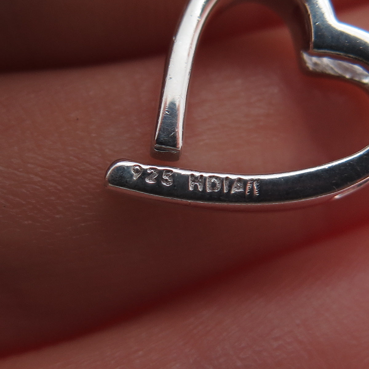 925 Sterling Silver Real Round-Cut Diamond Heart Mini Slide Charm Pendant