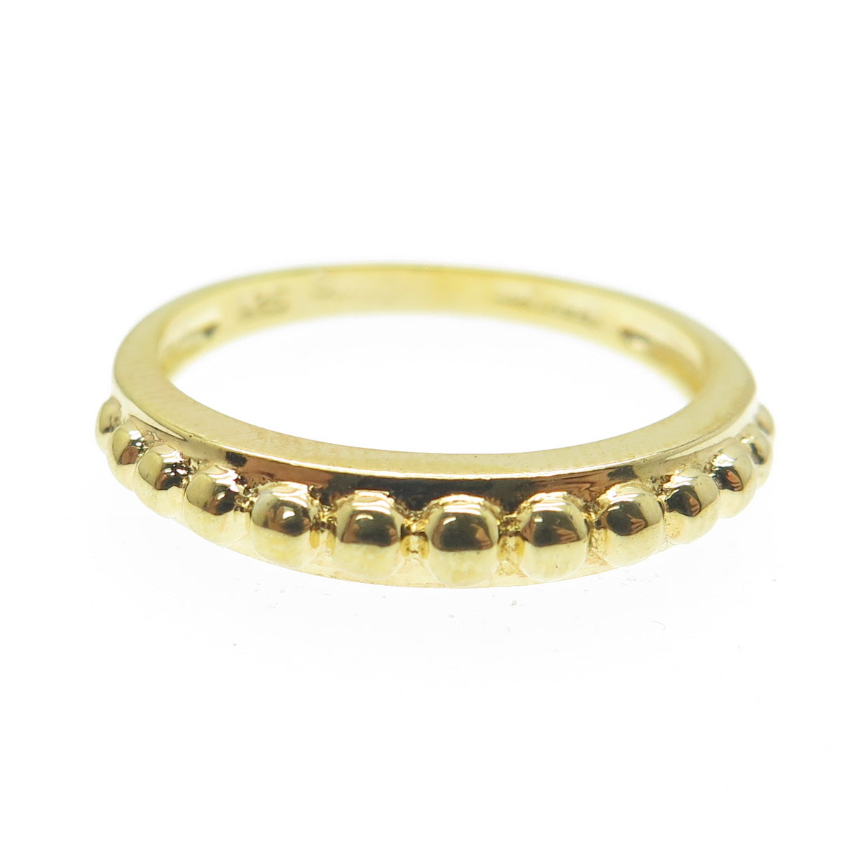 SMK 925 Sterling Silver Gold Plated Beaded Ring Size 7
