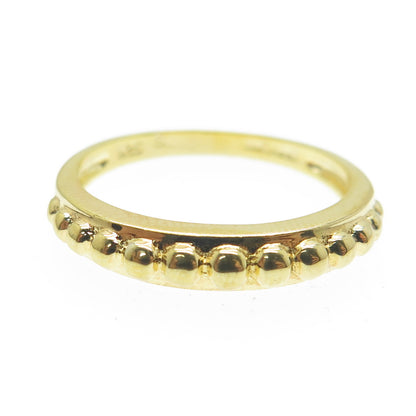 SMK 925 Sterling Silver Gold Plated Beaded Ring Size 7