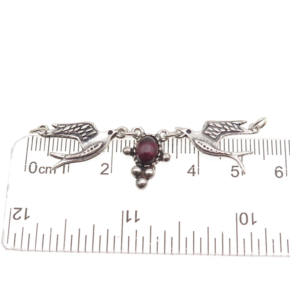 925 Sterling Vintage Real Tourmaline Two Swallow Birds Centerpiece Necklace Part