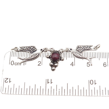 925 Sterling Vintage Real Tourmaline Two Swallow Birds Centerpiece Necklace Part