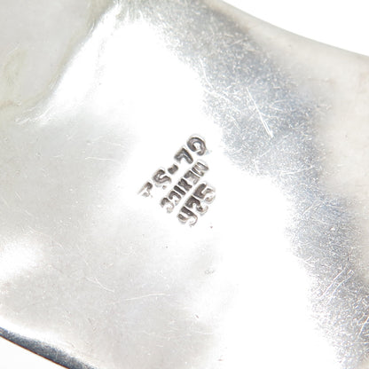 925 Sterling Silver Vintage Mexico Modernist Adjustable Wide Cuff Bracelet 6.75"