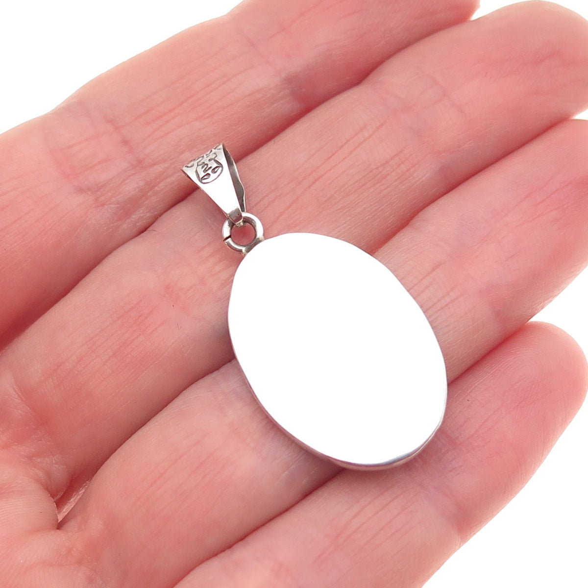 925 Sterling Silver Vintage Mexico Real Turquoise Inlay Cannabis Charm Pendant