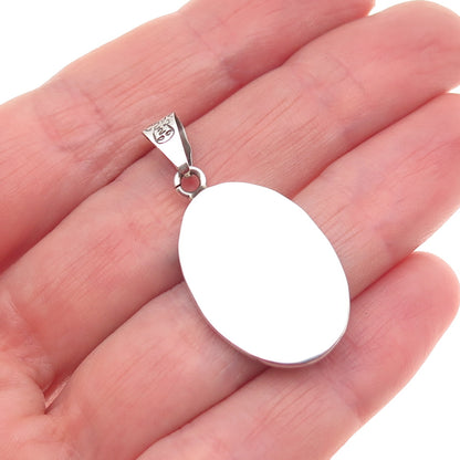 925 Sterling Silver Vintage Mexico Real Turquoise Inlay Cannabis Charm Pendant