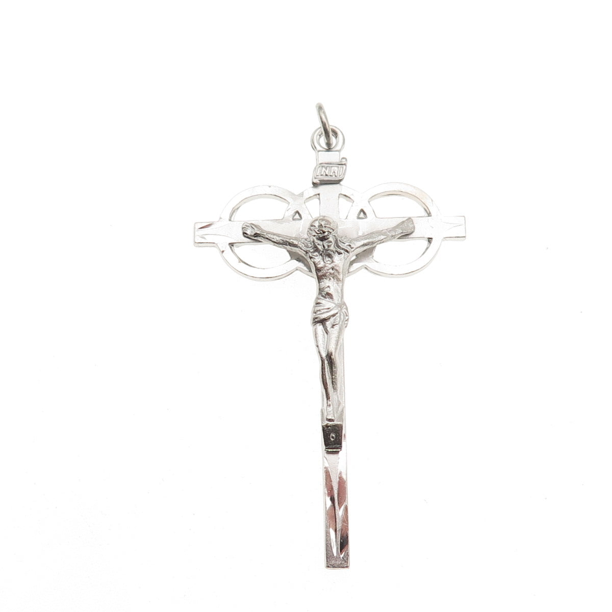 Afco 925 Sterling Silver Antique Art Deco Crucifix Cross Religious Charm Pendant