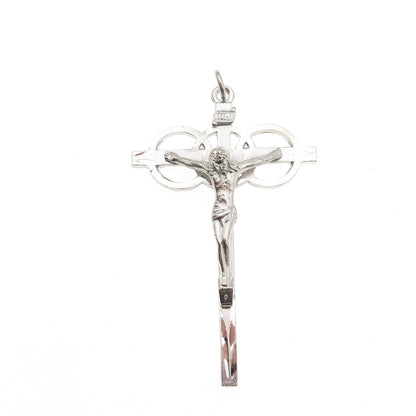 Afco 925 Sterling Silver Antique Art Deco Crucifix Cross Religious Charm Pendant