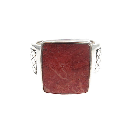 PHLD PlayHardLookDope 925 Sterling Silver Real Coral Ring Size 11.75