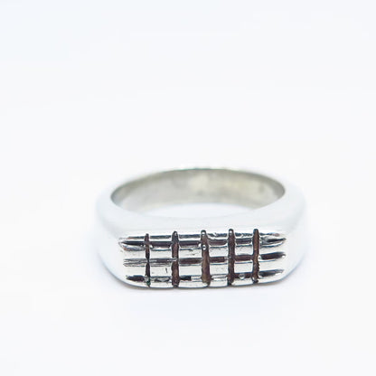 925 Sterling Silver Vintage Striped Ring Size 6.25