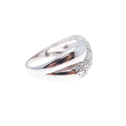 J. STELLA 925 Sterling Silver Real Round-Cut Diamond Crisscross Ring Size 7