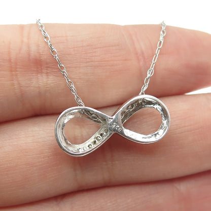 925 Sterling Silver Real Round-Cut Diamond Infinity Cable Chain Necklace 18"