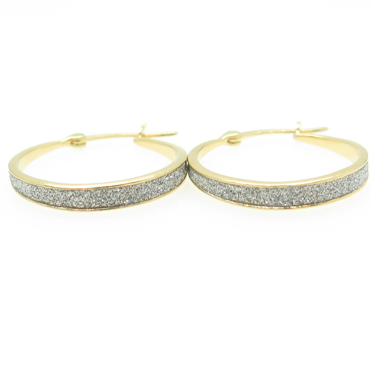 HAN 925 Sterling Silver Gold Plated Diamond-Imitation Hoop Earrings