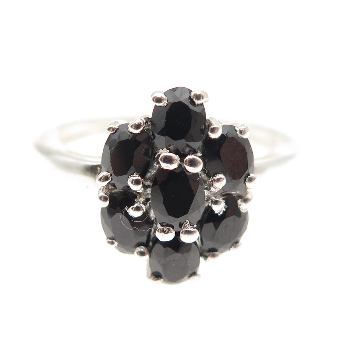 Chuck Clemency Sterling Silver Vintage Real Oval-Cut Black Spinel Ring Size 5.25