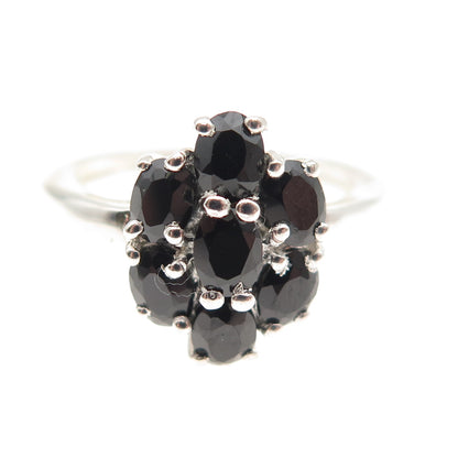 Chuck Clemency Sterling Silver Vintage Real Oval-Cut Black Spinel Ring Size 5.25