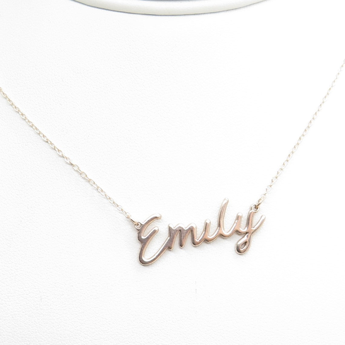 925 Sterling Silver Gold Plated "Emily" Personalized Nameplate Necklace 14"