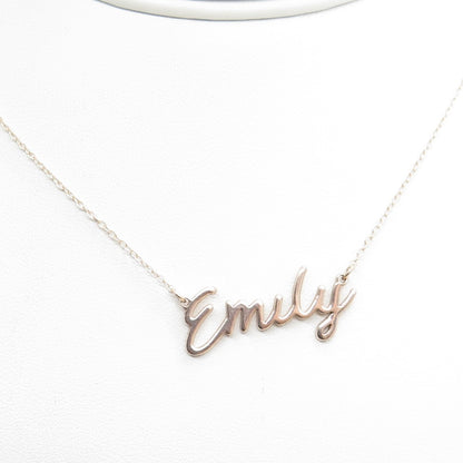 925 Sterling Silver Gold Plated "Emily" Personalized Nameplate Necklace 14"