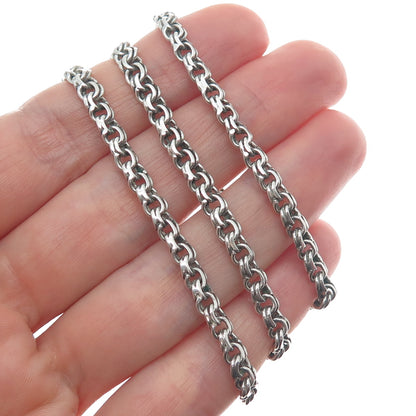925 Sterling Silver Vintage Bismark Chain Necklace 28"
