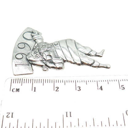 HAND & HAMMER 925 Sterling Silver Vintage 1990 Santa Ornament Pendant