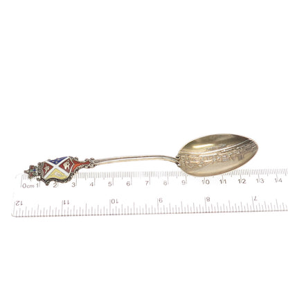 925 Sterling Silver Antique Art Deco Enamel Montreal Coat of Arms Coffee Spoon
