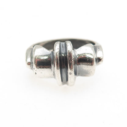 925 Sterling Silver Vintage Modernist Oxidized Ring Size 7.25