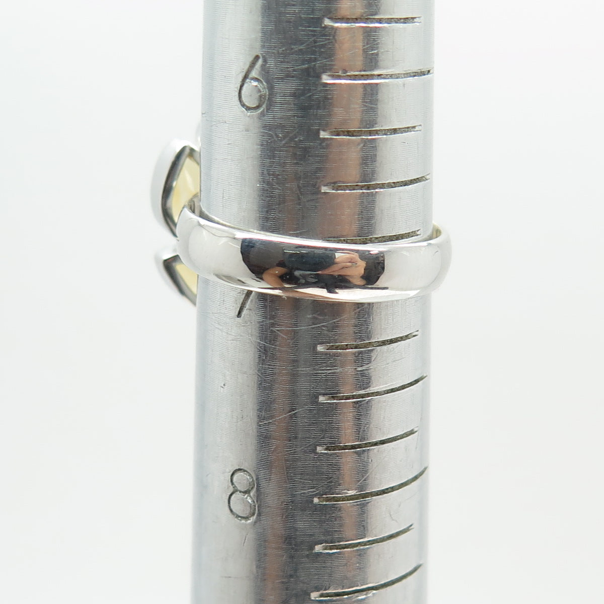 925 Sterling Silver Real Pear-Cut Citrine Gemstone Modernist Ring Size 7