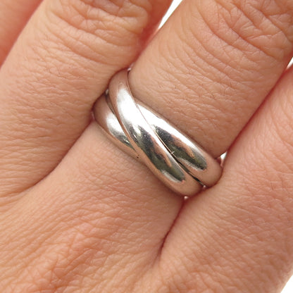 925 Sterling Silver Vintage Italy Interlocked Trinity Band Ring Size 6.5