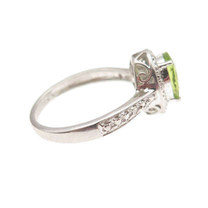 Chuck Clemency 925 Sterling Silver Real Diamond Accent & Peridot Ring Size 7