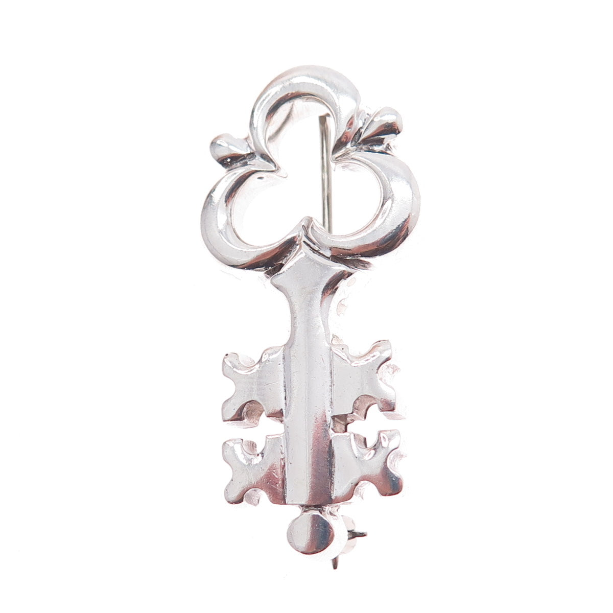 ZINA 925 Sterling Silver Vintage Club Key Pin Brooch