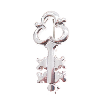 ZINA 925 Sterling Silver Vintage Club Key Pin Brooch