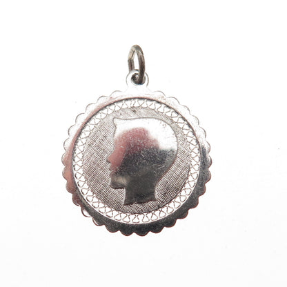 Griffith & Sons 925 Sterling Silver Vintage Boy Profile Mini Charm Pendant