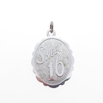 LAMODE 925 Sterling Silver Vintage Sweet 16 Charm Pendant