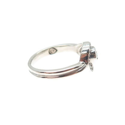 KS KENDRA SCOTT Sterling Silver Real Round-Cut Diamond Hook & Eye Ring Size 5.75