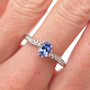 Chuck Clemency 925 Sterling Silver Real Tanzanite & White Topaz Ring Size 8