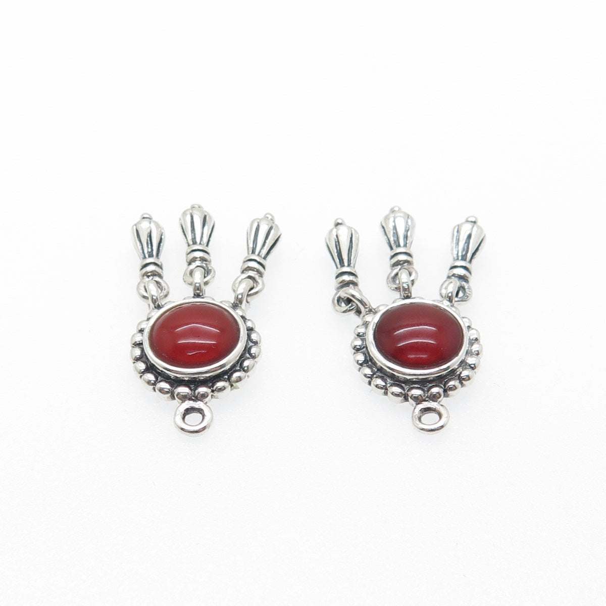925 Sterling Silver Vintage Real Carnelian Modernist Dangle Jacket Earrings