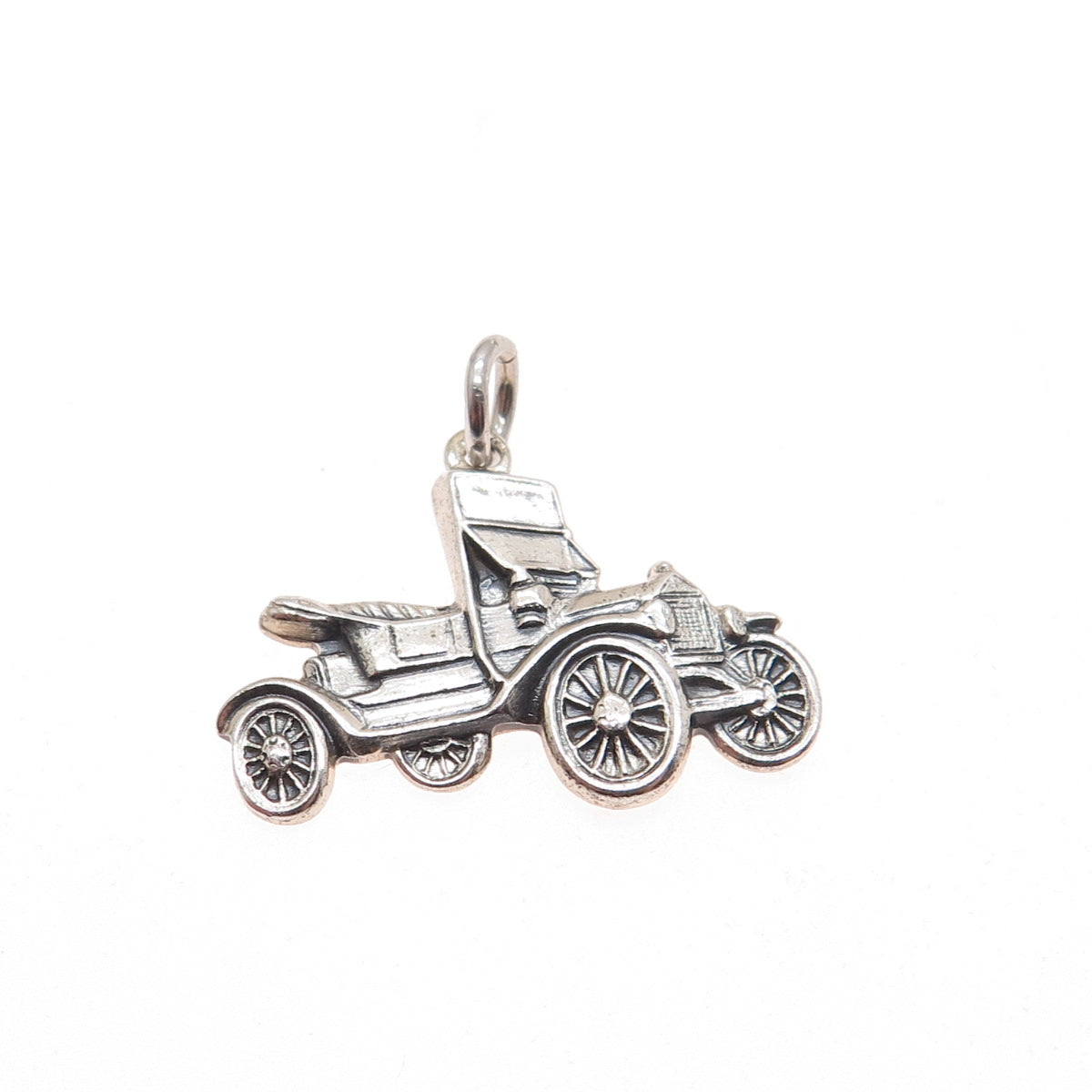 925 Sterling Silver Vintage Retro Car Oxidized Charm Pendant