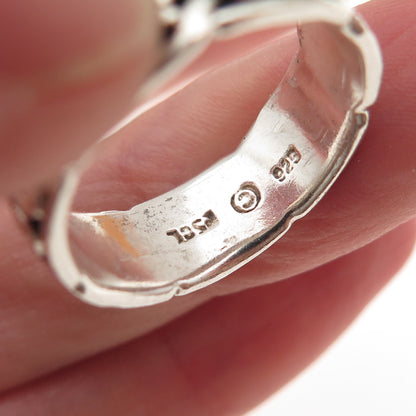 Peter Stone 925 Sterling Silver Vintage Celtic Knot Oxidized Band Ring Size 7.75