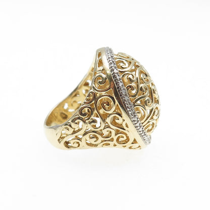 ROSS SIMONS 925 Sterling Silver Gold Plated Real Diamond Accent Ring Size 7.25