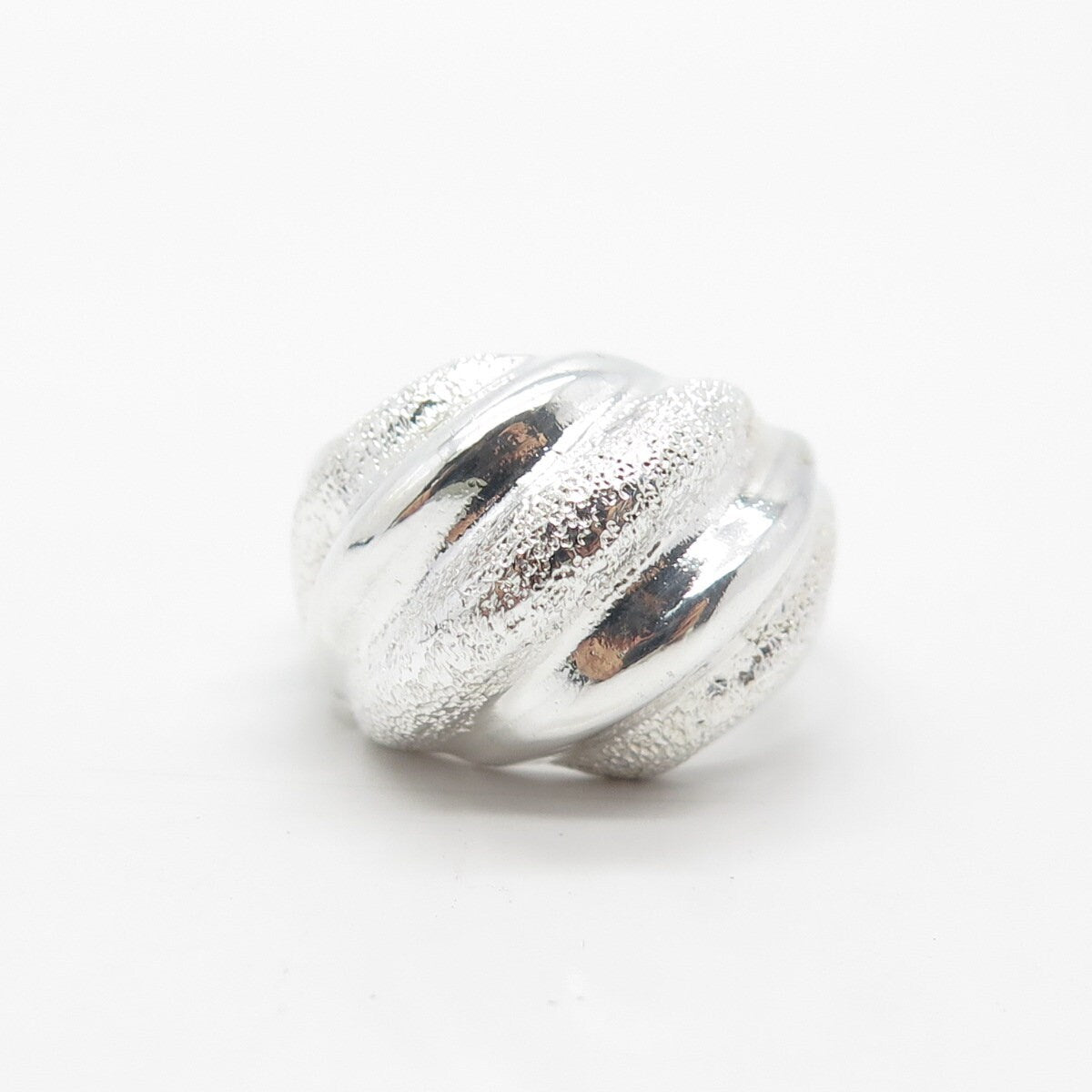 925 Sterling Silver Vintage Textured Ribbed Ring Size 8