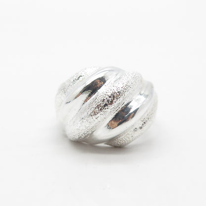 925 Sterling Silver Vintage Textured Ribbed Ring Size 8