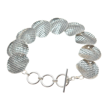 SAMUEL BENHAM 925 Sterling Silver Vintage Modernist Disc Link Bracelet 7.5-8.5"