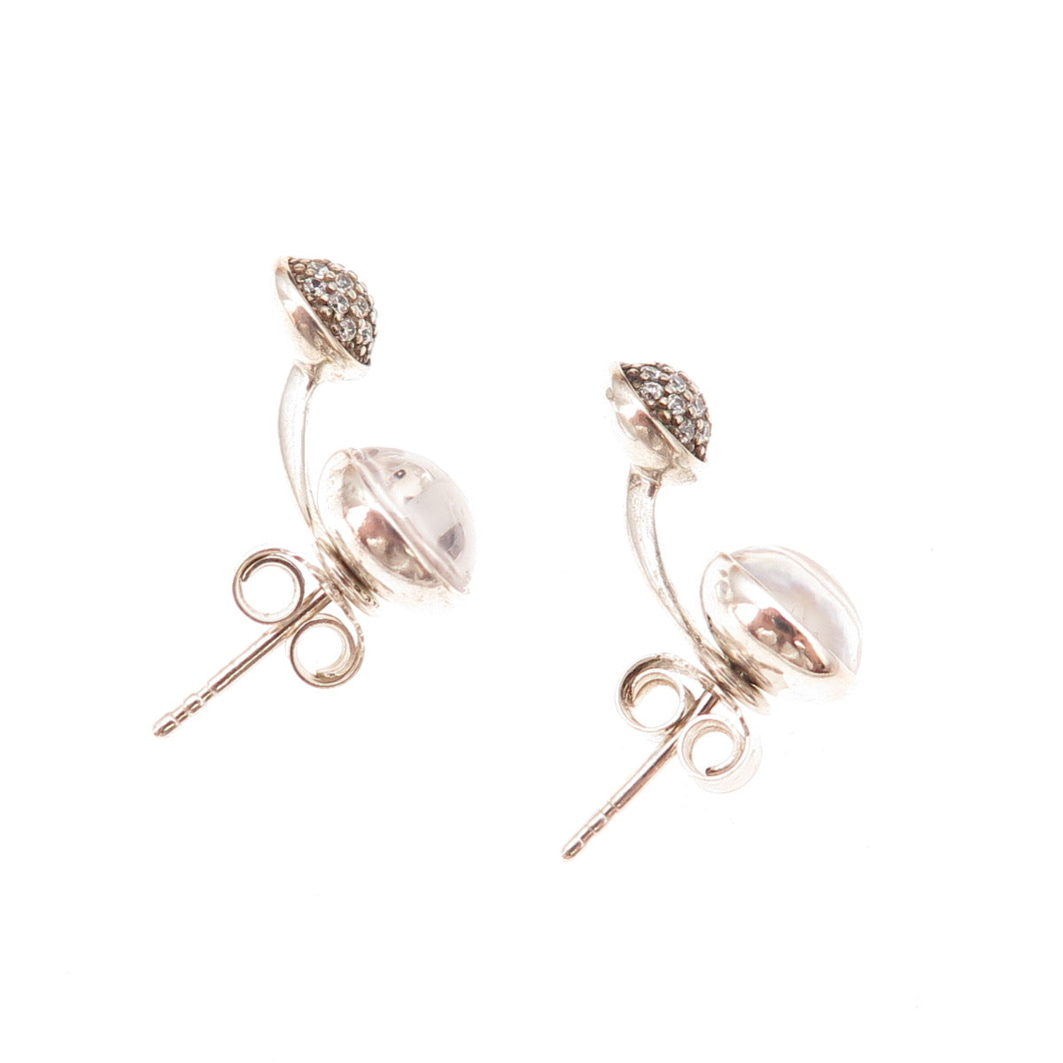 Pandora Sterling Crystal & C Z Dazzling Poetic Droplets Interchangeable Earrings