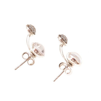 Pandora Sterling Crystal & C Z Dazzling Poetic Droplets Interchangeable Earrings